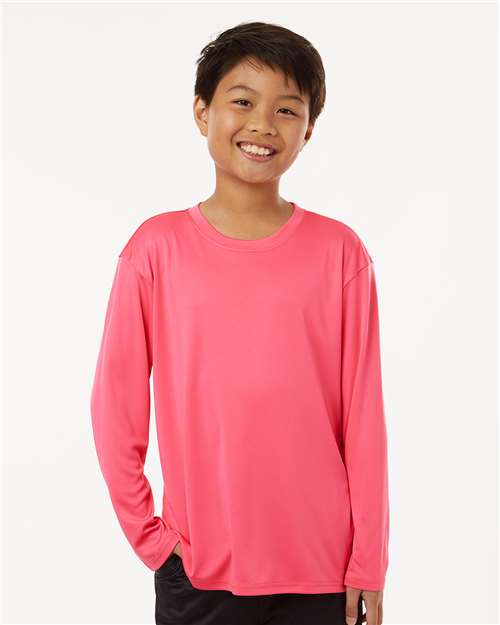 Youth Pro-Lock Performance Long Sleeve T-Shirt - Bright Pink