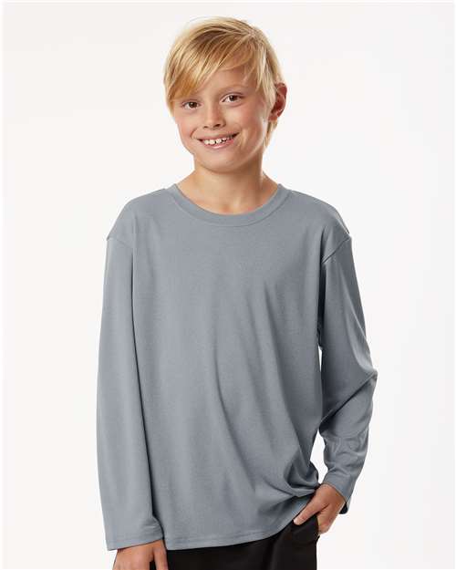 Youth Pro-Lock Performance Long Sleeve T-Shirt - Heather Steel