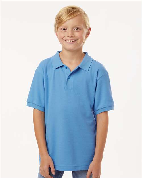 Youth Pique Polo - Carolina Blue