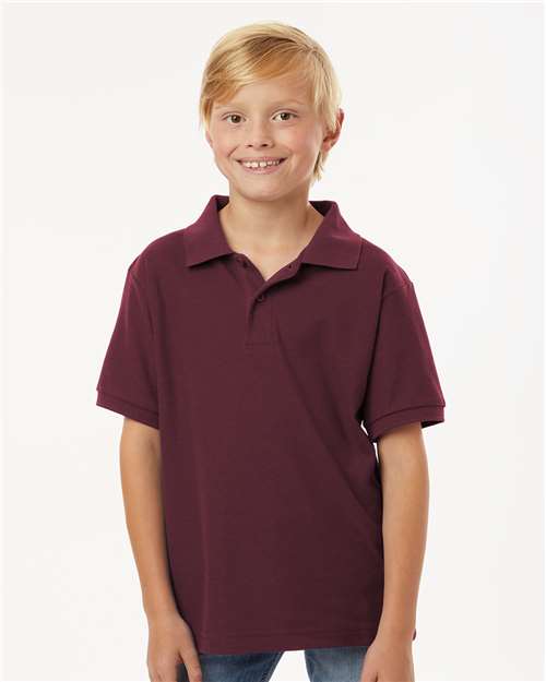 Youth Pique Polo - Maroon