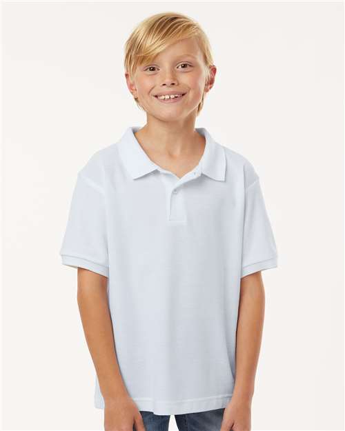 Youth Pique Polo - White