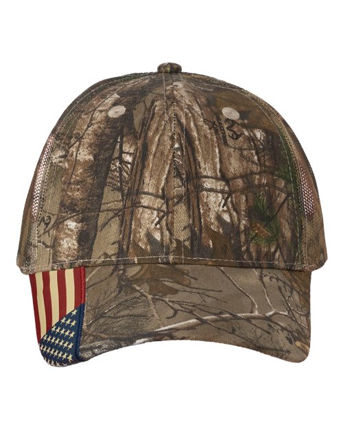 Camo Woven USA Flag Mesh Cap - Xtra/ Xtra/ USA Flag Mesh