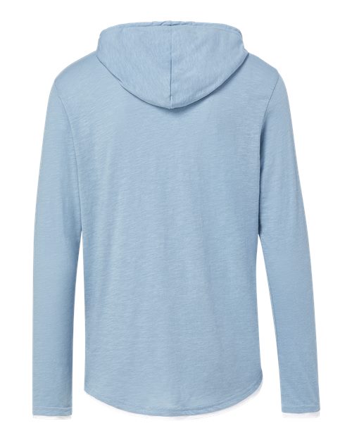 Unisex Miles Slub Hooded Long Sleeve T-Shirt - Light Denim Heather