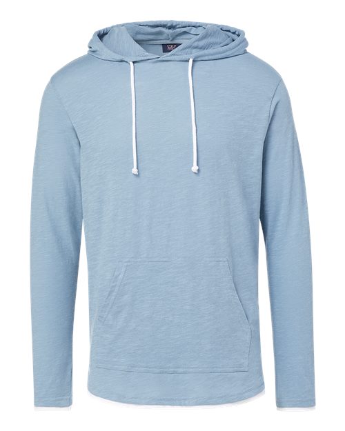 Unisex Miles Slub Hooded Long Sleeve T-Shirt - Light Denim Heather