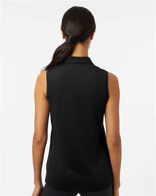 Women's Ottoman Sleeveless Polo - Black