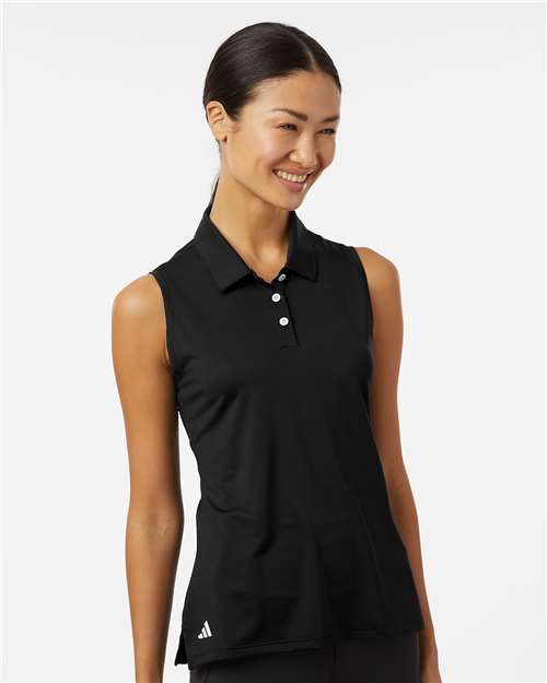 Women's Ottoman Sleeveless Polo - Black