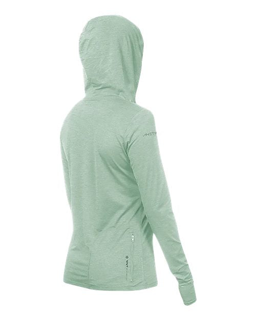 Women's Breeze Tech Hooded Long Sleeve T-Shirt - Olive Heathered