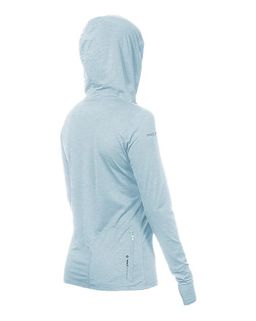 Women's Breeze Tech Hooded Long Sleeve T-Shirt - Sky Heathered