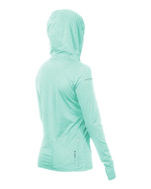 Women's Breeze Tech Hooded Long Sleeve T-Shirt - Seafoam Heathered