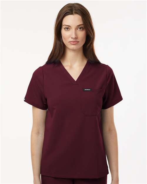 Women's Rhena Essential 1-Pocket Scrub V-Neck Top - Burgundy