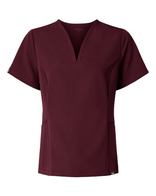 Women's Calix Fit & Flare Scrub V-Neck Top - Burgundy