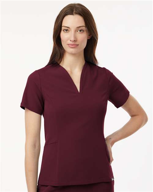 Women's Calix Fit & Flare Scrub V-Neck Top - Burgundy