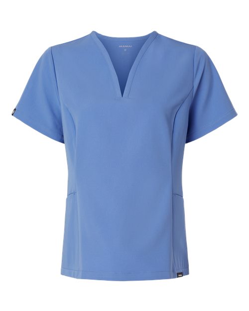 Women's Calix Fit & Flare Scrub V-Neck Top - Ceil Blue