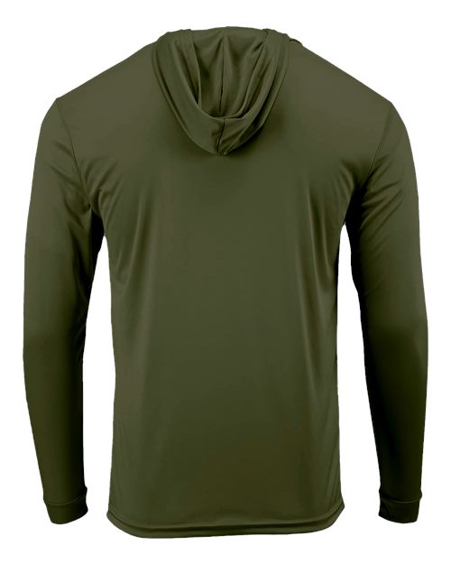 Unisex Bahama Performance Hooded Long Sleeve T-Shirt - Olive Green