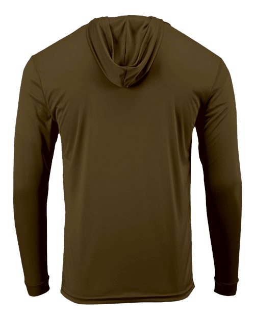 Unisex Bahama Performance Hooded Long Sleeve T-Shirt - Woodland Brown