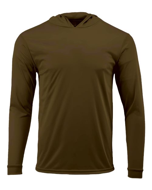 Unisex Bahama Performance Hooded Long Sleeve T-Shirt - Woodland Brown