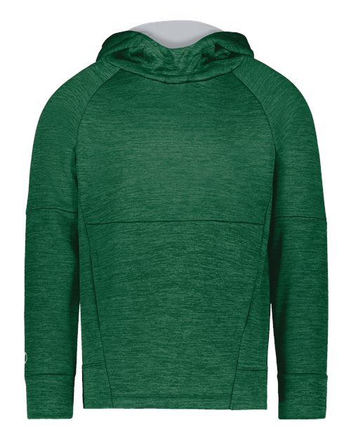 Youth All-Pro Performance Fleece Hooded Sweatshirt - Dark Green Heather/ Silver