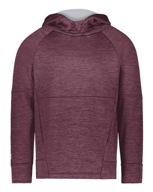 Youth All-Pro Performance Fleece Hooded Sweatshirt - Maroon Heather/ Silver