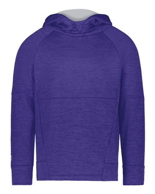 Youth All-Pro Performance Fleece Hooded Sweatshirt - Purple Heather/ Silver