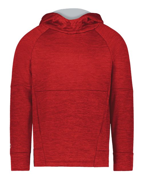 Youth All-Pro Performance Fleece Hooded Sweatshirt - Scarlet Heather/ Silver
