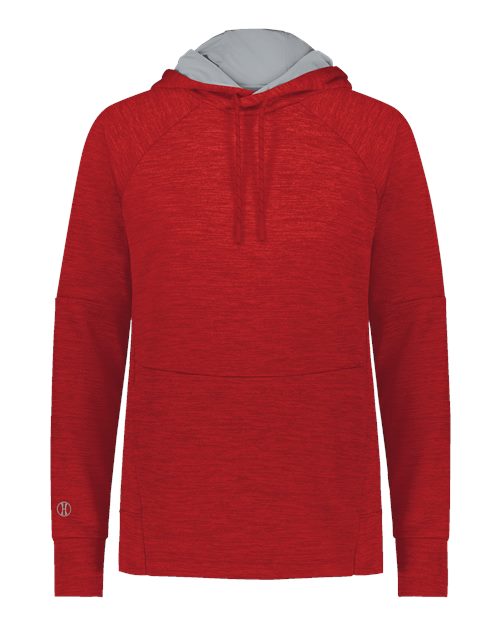 Women's All-Pro Performance Fleece Hooded Sweatshirt - Scarlet Heather/ Silver