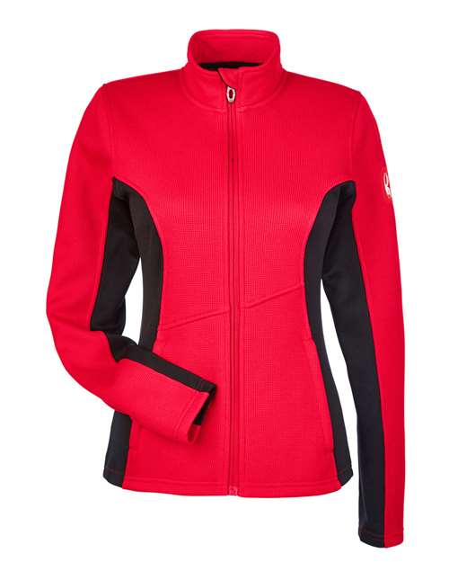 Women's Constant Full-Zip Sweater Fleece Jacket - Red/ Back/ White