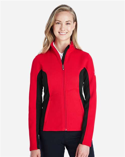 Women's Constant Full-Zip Sweater Fleece Jacket - Red/ Back/ White
