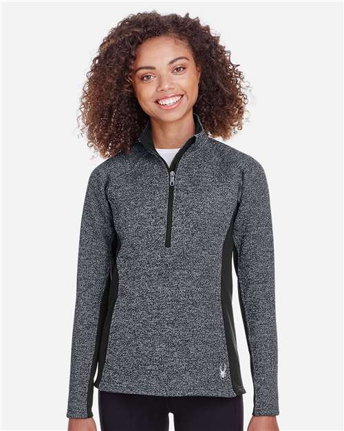 Women's Constant Half-Zip Sweater Fleece Pullover - Black Heather/ Black