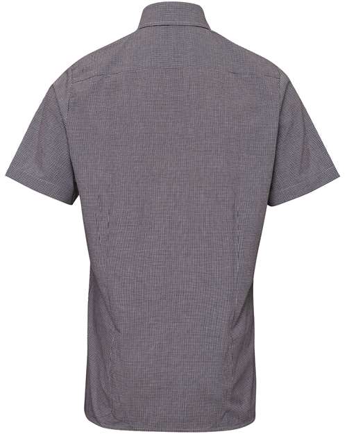 Men's Microcheck Gingham Cotton Shirt - Black/ White