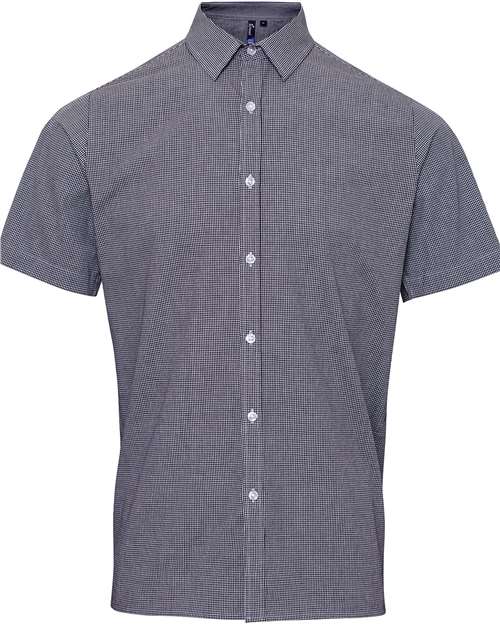 Men's Microcheck Gingham Cotton Shirt - Black/ White