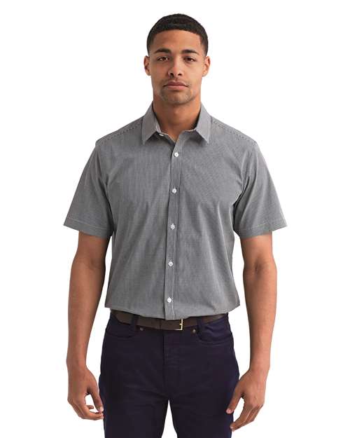 Men's Microcheck Gingham Cotton Shirt - Black/ White