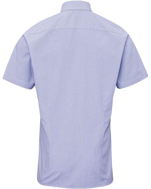 Men's Microcheck Gingham Cotton Shirt - Light Blue/ White