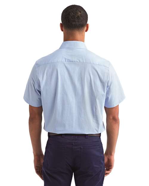 Men's Microcheck Gingham Cotton Shirt - Light Blue/ White