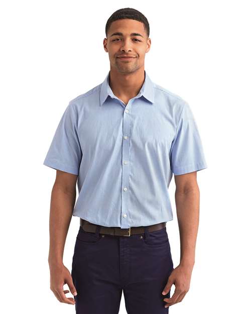 Men's Microcheck Gingham Cotton Shirt - Light Blue/ White