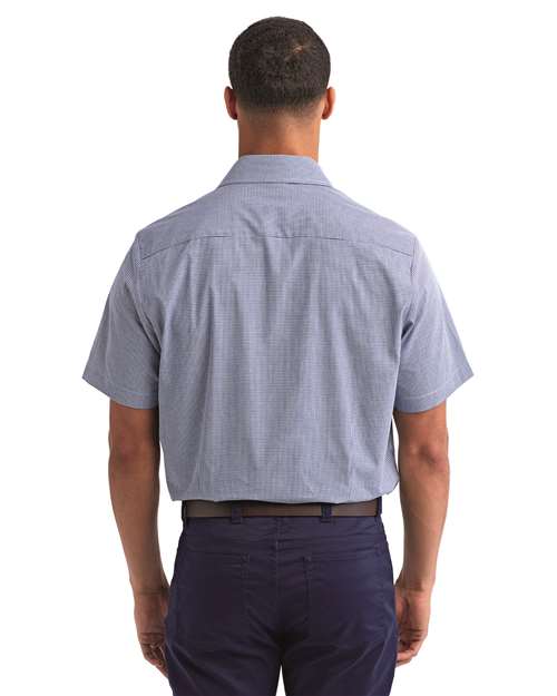 Men's Microcheck Gingham Cotton Shirt - Navy/ White