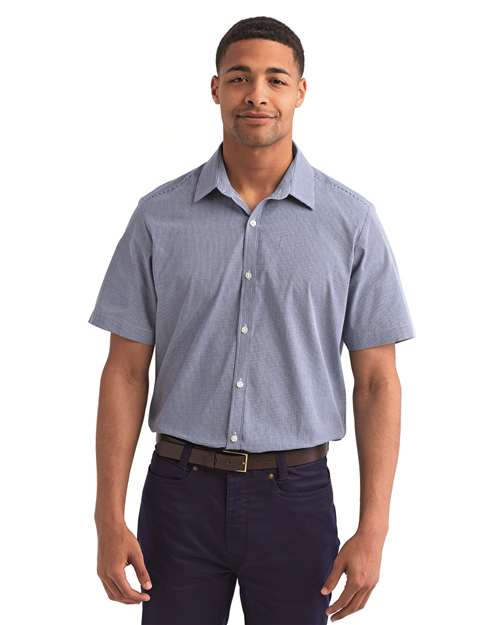 Men's Microcheck Gingham Cotton Shirt - Navy/ White