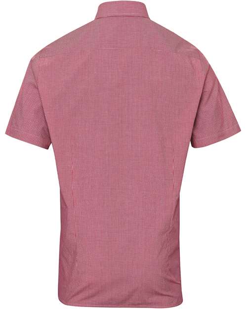 Men's Microcheck Gingham Cotton Shirt - Red/ White