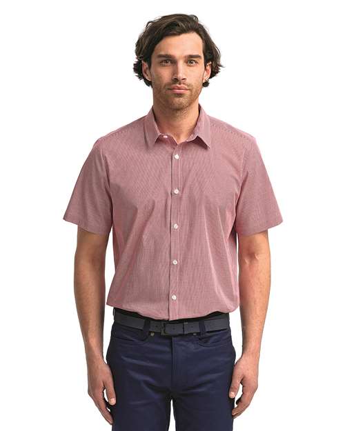 Men's Microcheck Gingham Cotton Shirt - Red/ White