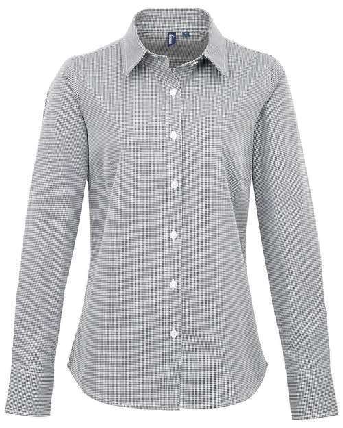 Women's Microcheck Gingham Cotton Shirt - Black/ White