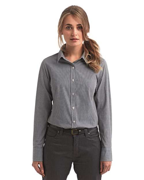 Women's Microcheck Gingham Cotton Shirt - Black/ White