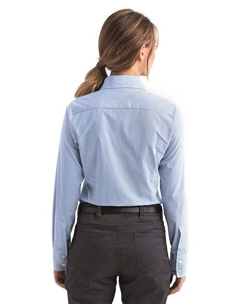 Women's Microcheck Gingham Cotton Shirt - Light Blue/ White