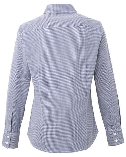Women's Microcheck Gingham Cotton Shirt - Navy/ White