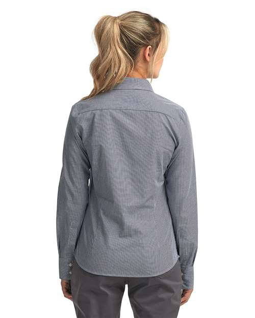 Women's Microcheck Gingham Cotton Shirt - Navy/ White
