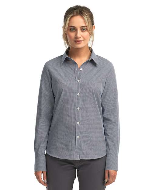 Women's Microcheck Gingham Cotton Shirt - Navy/ White