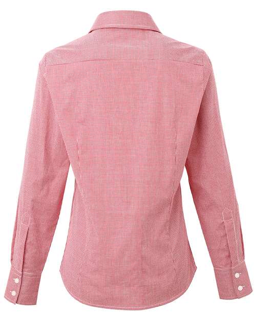 Women's Microcheck Gingham Cotton Shirt - Red/ White