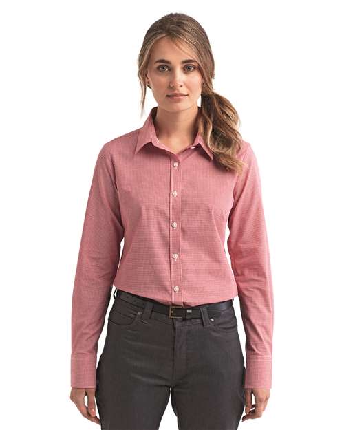 Women's Microcheck Gingham Cotton Shirt - Red/ White