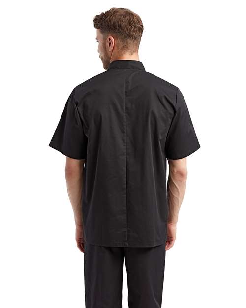 Unisex Short Sleeve Recycled Chef Coat - Black