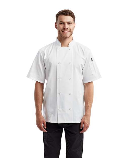 Unisex Short Sleeve Recycled Chef Coat - White