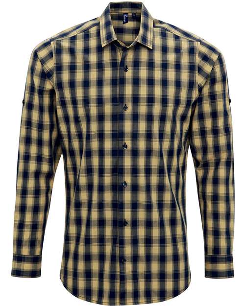 Men's Mulligan Check Cotton Shirt - Camel/ Navy