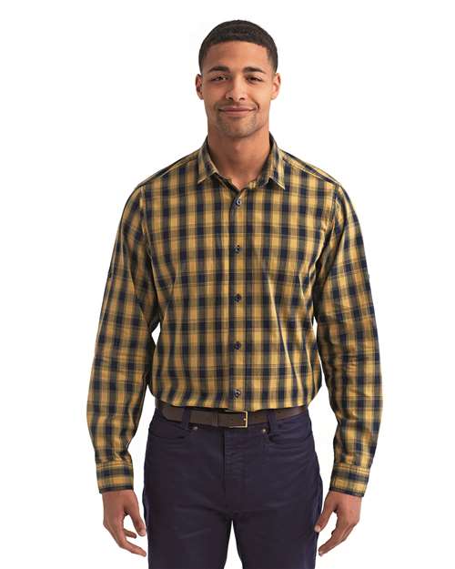 Men's Mulligan Check Cotton Shirt - Camel/ Navy